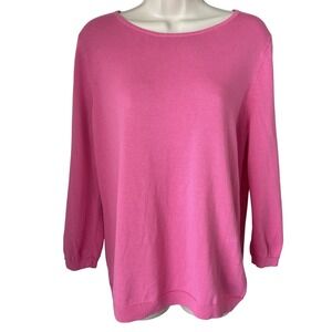 Talbots Pink Bow Back Sweater Valentine Cozy Knit Top Women's Large
